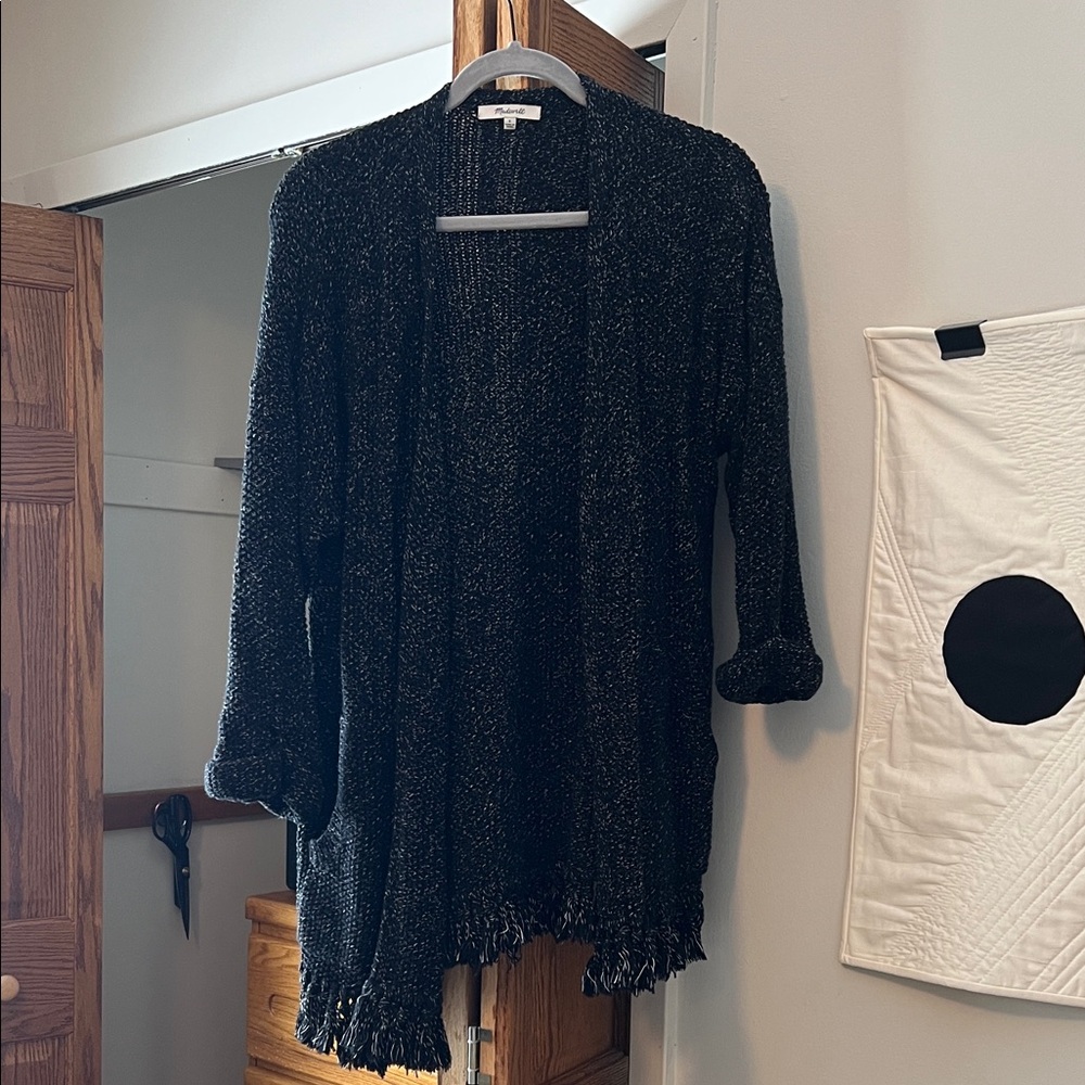 Madewell fringe black & white sweater